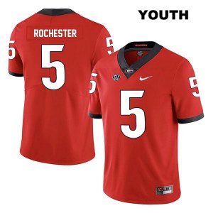 Youth Georgia Bulldogs NCAA #5 Julian Rochester Nike Stitched Red Legend Authentic College Football Jersey LJN3754PW